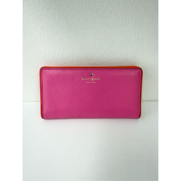 kate spade Handbags - Kate Spade Cobble Hill Stacy Wallet Tulip Pink Snap Wallet Orange Colorblock